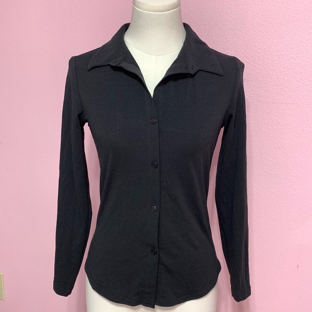 VTG 90s Classic Black Button-Up Top S